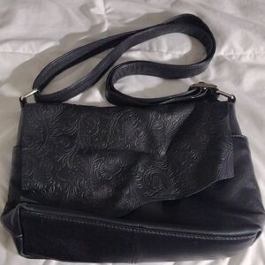 ili New York Chic Black Embossed Shoulder Bag